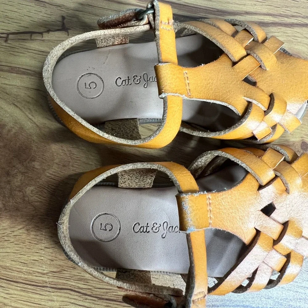 Cat & Jack Sandals Toddler‎ 5 Tan Fisherman Huarache Caged Closed Toe